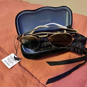 Gucci Gold and Black Men's Sunglasses